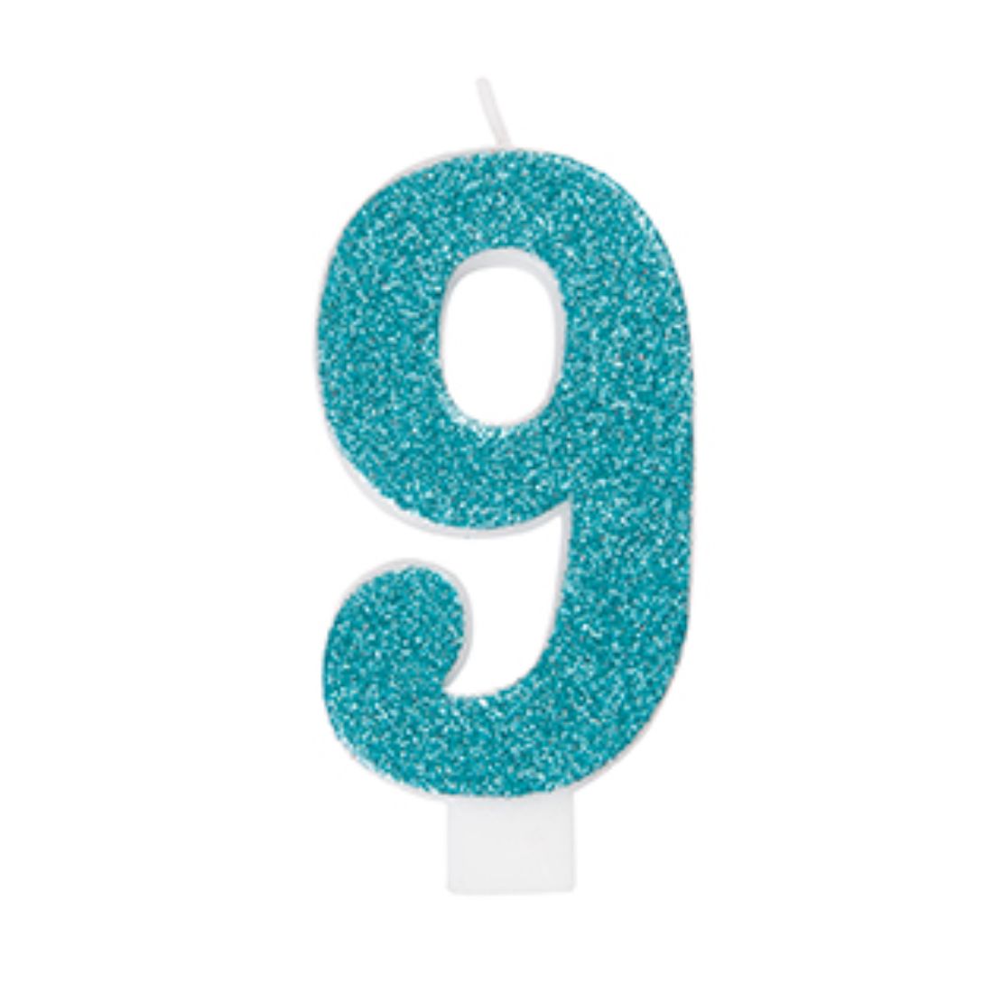 Unique Number 9 Glitter One Side Printed Candle