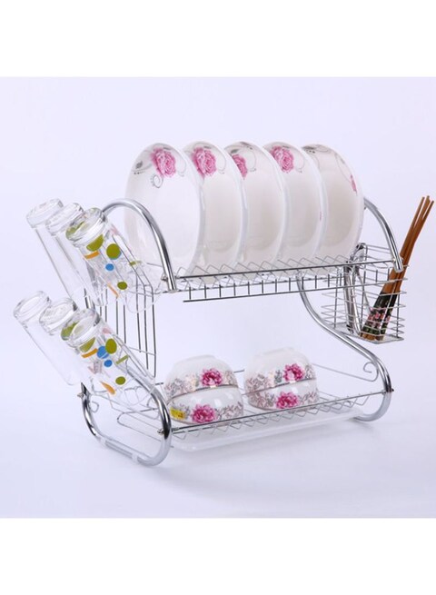 Generic - 2 Tiers Dish Rack Silver 43X39X25Centimeter