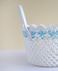 Multipurpose Storage Cotton White and Blue Basket 27x15cm