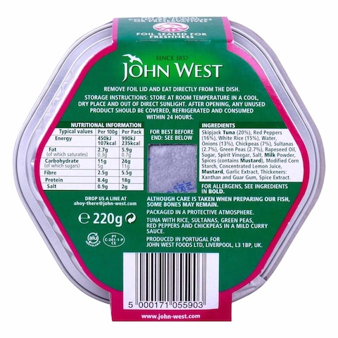 John West Lunch On The Go Mild Curry Tuna Salad 220g