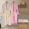 6 Piece Family Bathrobe Set &amp; Towels, Premium Turkish Cotton 2 Bathrobes &amp; 4 Towels in box Matching Couple set (Cream Pink)