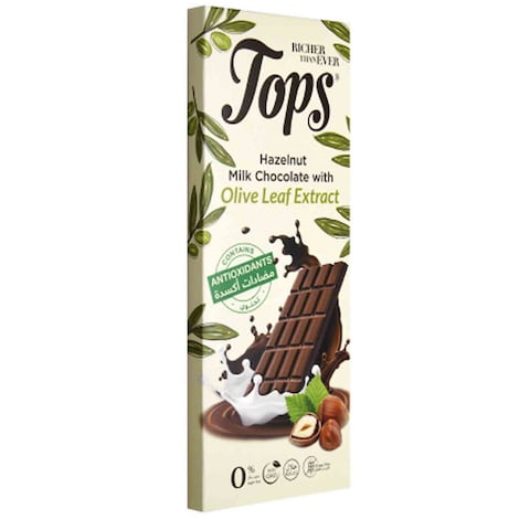 Tops Milk Chocolate Hazelnut With Antioxidant Sugar Free 50 Gram 