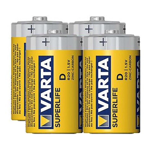 Varta Super Life D Zinc Carbon Batteries - 4 Pieces