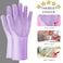 ZALCOON Dishwashing Gloves 3 Pairs for Kitchen, Silicone Gloves Reusable Rubber Cleaning Gloves, Silicone Dishwashing Scrubber Glove Brush, Washing Gloves for Housework, Car, Bathroom, Clothes, Pet