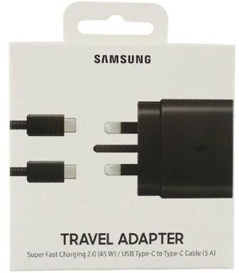 Samsung UK Travel Adaptor (45W With USB Type C Cable) Black, Ep-Ta845Xbeggb