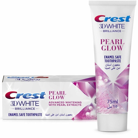 Crest 3D White Brilliance Pearl Glow Advanced Whitening With Pearl Extracts Enamel Safe Toothpaste 75ml