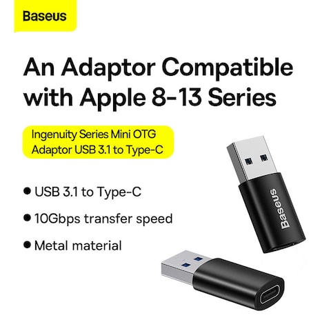 Baseus USB C to USB 3.1 Adapter USB C Female to USB Male Adapter USB C Adapter 10Gbps Compatible with MacBook Pro 2018/2017,PC, Laptops Chargers and more Black