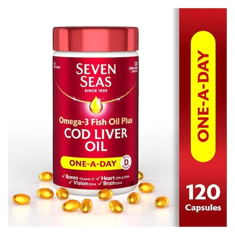 Seven Seas Omega-3 Fish Oil Plus Cod Liver Oil 120 Capsules