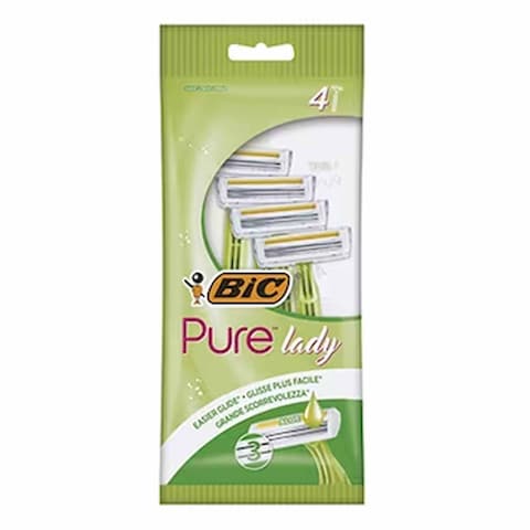 Bic Pure 3 Blades Lady Pouch Disposable Razors For Women 4 Pieces