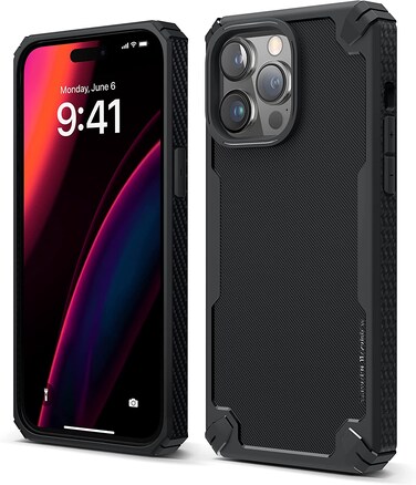 Elago Armor for iPhone 14 Pro Max Military Grade case cover with Carbon Fiber Patern - Black