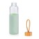 Glass bottle with bamboo lid and silicone sleeve