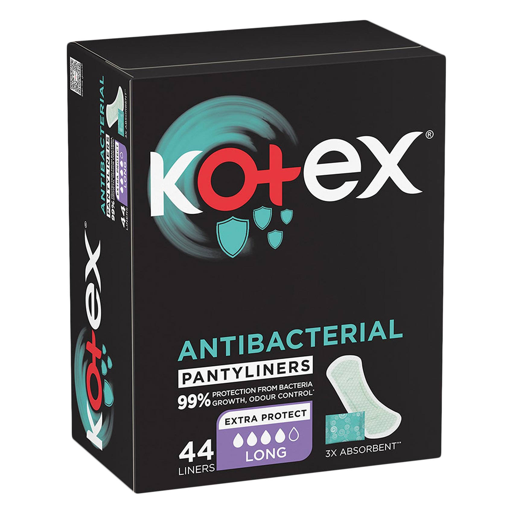 Kotex Sanitary Pad Antibacterial Pantyliners Long 44 Count