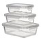 Ikoo Glass Rectangle Borosilicate Glass Food Container Set with Lid 3 PCS