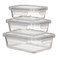 Ikoo Glass Rectangle Borosilicate Glass Food Container Set with Lid 3 PCS