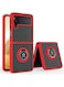 FOCUS Samsung Galaxy Z Flip 4 Case with Ring Holder Magnetic Metal Finger Grip Hybrid Folding Cover with Reinforced TPU Bumper Compatible with Galaxy Z Flip4 6.7 inch Red