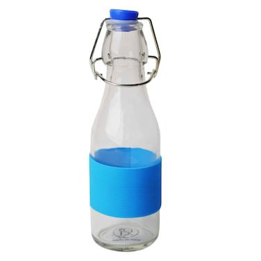 Glass Bottle With Colorful Silicone Lid And Grapple 250ml