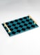 Lowha Decorative Acrylic Serving Tray With Gold Metal Handles And Chess Pattern Design 20x30 cm
