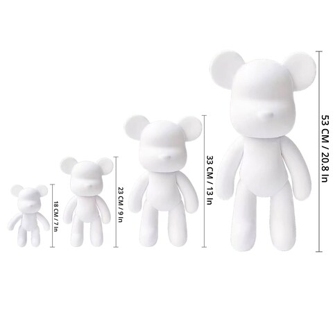 DIY CREATE YOUR OWN UNIQUE ACRYLIC FLUID POURING PAINT MONEY SAVING BEAR (13 inch - 33 cm) COMPLETE SET, Colors: White, Light-Pink, Silver, Light-Blue, Gold, Fun Creative Gift
