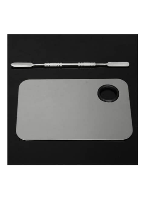 Stainless Steel Makeup Palette With Spatula White/Silver