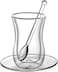 Blackstone Double Wall Glass Tumbler With Saucer Estikana And Spoon Set, Tea Or Coffee Cups, Set Of 18 Pcs, 100 ml - TS891