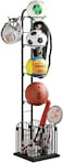 Ball Storage Rack 4-Tier Sports Equipment Storage Organizer with Basket