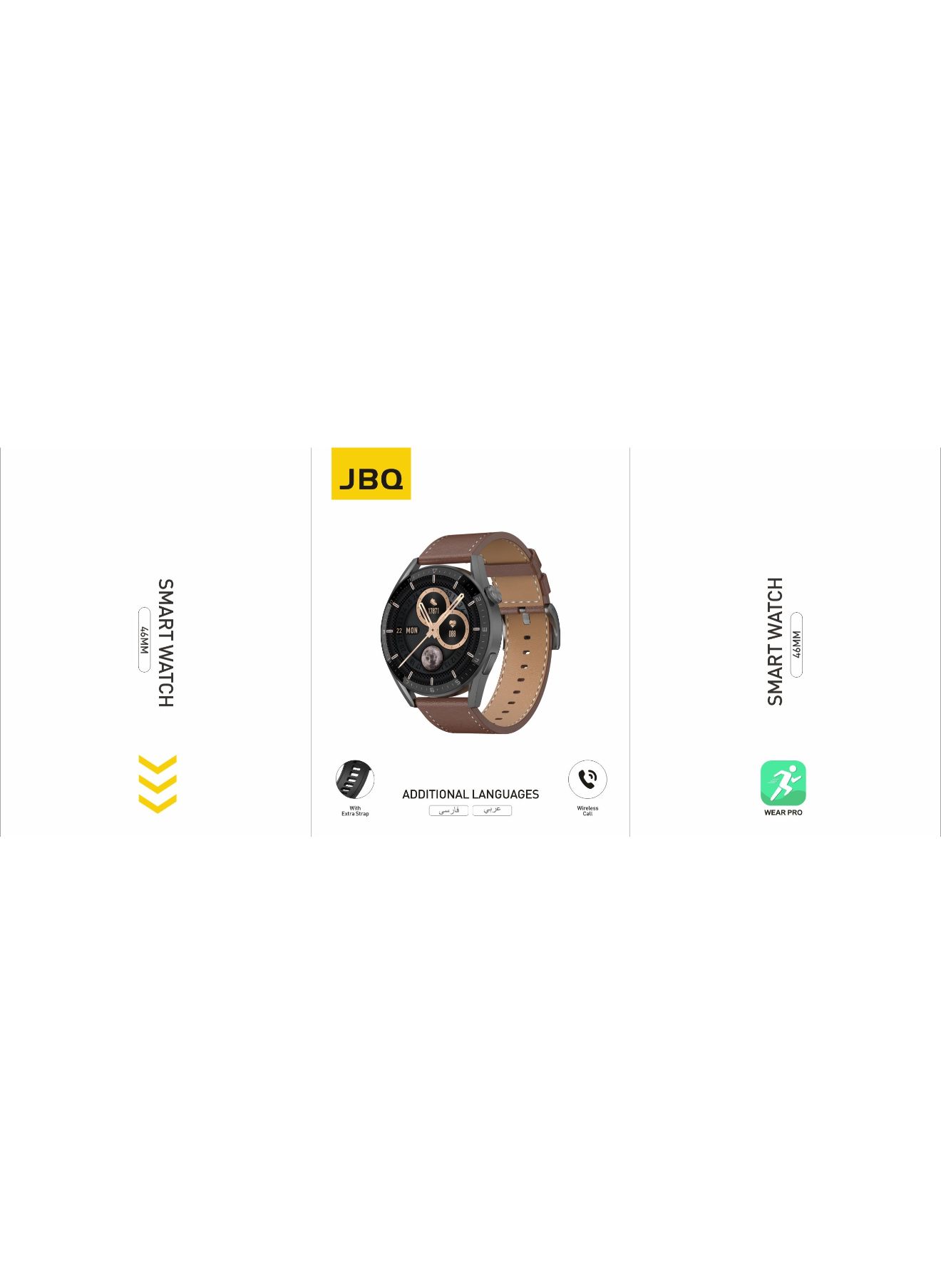 JBQ SW-G1 Smart Watch 1.36&quot; AMOLED HD Display SpO2 Tracking All Day Heart Rate Monitoring IP68 Waterproof Wireless Call With Extra Strap, 46mm, Black