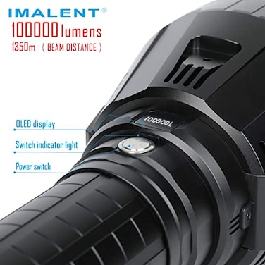 Imalent Ms18 Brightest Flashlight 100,000 Lumens, 18Pcs Cree Xhp70 2Nd LEDs,Long Throw Up To 1350 Meters Waterproof Powerfull Torch, With OLED Display And Built-In Cooling Tools