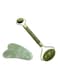 Generic Natural Stone Facial Massage Roller With Scraping Tool Green 13cm