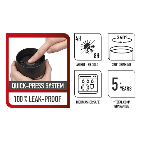 TEFAL TRAVEL MUG 0.36L GREY WAVES