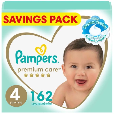 Pampers Premium Care Taped Baby Diapers Size 4 (9-14kg) 162 Diapers