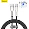 Baseus Type C Cable, 100W USB C to C Fast Charging Cable PD3.0 5A, Braided Nylon Phone Charger USB C Cable for iPhone 15 Pro Max, 15 Plus, iPad mini, MacBook Pro/Air, iPad Pro S23+ P60 1M Black/Silver