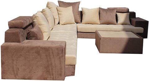 Glf168B Corner Sofa Set With Glass Table - Pillows - Mettle Legs