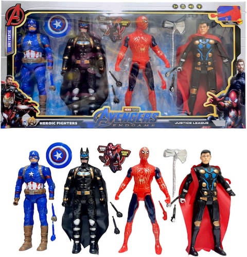 Buy Party Time 4 Pieces Action Figure Toys Super Hero Toy Set For Boys Kids Online Carrefour UAE