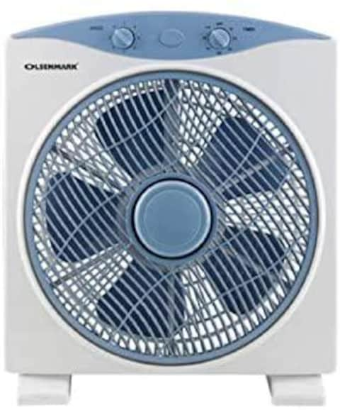 Olsenmark 12&quot; Box Fan- OMF1723  High Performance Fan with 3-Speed Controls and 5 Leaf Blades  Efficient Cooling with 60 Minute Timer  High Performance 50W Copper Motor for High Speed Wind  2