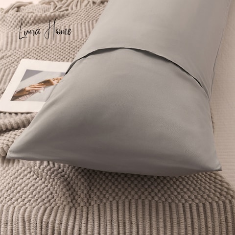 LUNA HOME 1 Piece Long Body Pillow Case, Plain Coint Grey Color