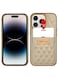 ONEGIF Design iPhone 14 Pro Max Case Premium Leather Case Cover with Card Slot Holder Gold