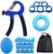 ULTIMAX Hand Grip Strengthener Set 6 PCS Strengthener Kit with Storage Pouch Hand Finger Exerciser Adjustable Hand Gripper 5 Finger Stretcher Hand Therapy Ball Grip Exercise Ring-Blue