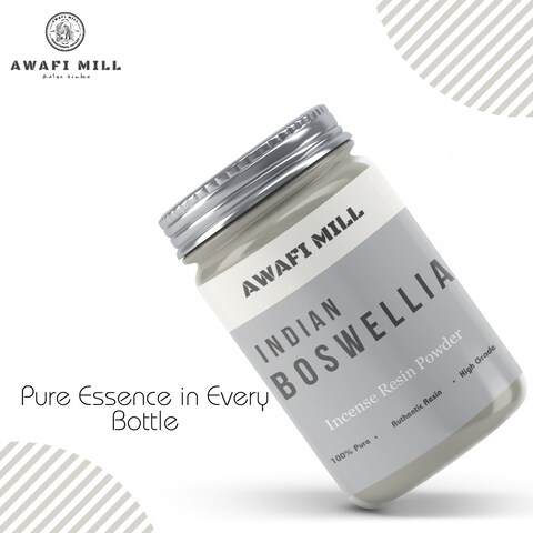 Awafi Mill Indian Boswellia Serrata Frankincense Resin Tears Powder Incense (Bottle of 50 gram / 1.7 Oz)