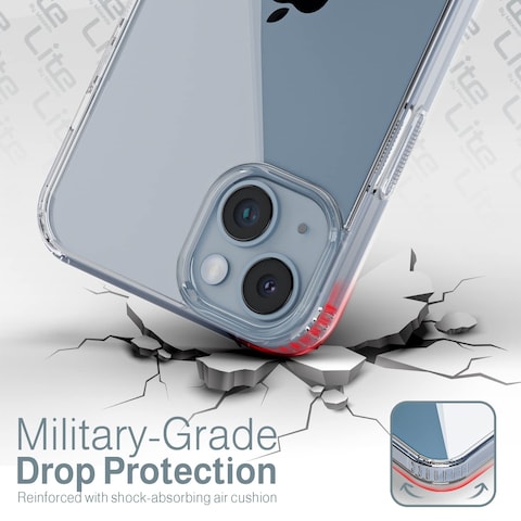 Moxedo Lite Crystal-Clear Protective Case with 9H Tempered Glass Screen Protector compatible for iPhone 14 Plus