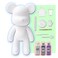 DIY CREATE YOUR OWN UNIQUE ACRYLIC FLUID POURING PAINT BEAR (9 inch - 23 cm) COMPLETE SET, colors: White, Silver, Light-Purple. Arts and Crafts, Customize Handmade Creative Birthday Gift
