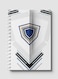 لوحة  دفتر سلك ٦٠ ورقة بغلاف من الورق المقوى بتصميم درع ملون، لتسجيل الملاحظات وتدوين التذكيرات للعمل أو الجامعة أو المدرسة