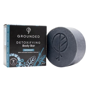 Grounded Peppermint Charcoal Body Soap Bar 150g Black