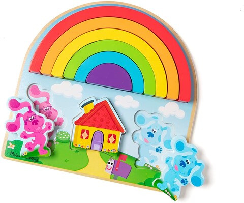 Melissa &amp; Doug Blue&#39;s Clues You! Wooden Rainbow Stacking Puzzle