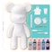 DIY CREATE YOUR OWN UNIQUE ACRYLIC FLUID POURING PAINT MONEY SAVING BEAR (13 inch - 33 cm) COMPLETE SET, Colors: White, Silver, Light-Pink, Light-Blue, Dark-Purple, Arts and Crafts Fun Creative Gift