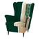 إن هاوس كرسي ملكي قطعتين كتان بظهرية مجنحة مع مسند للقدمين - أخضر غامق - E3