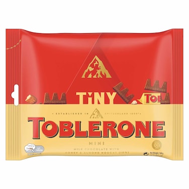 Toblerone Tiny Swiss Milk Chocolate Bars with Honey and Almond Nougat Minis Sharing Pack, 168g