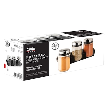 Qlux C-00340 Premium Spice Shaker With Base 3 Pieces