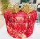 Round Light Up Gift Box Red &amp; Gold Colour Warm LED Fairy Lights Openable Top Cover 20x20cm