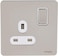 Schneider Electric Ultimate Pearl Nickel Screwless Flat Plate 13A 1 Gang 2 Way Single Switched Socket White Insert