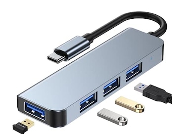 4-Port USB 30Hub Ultra-Slim Data USB Hub with 12cm Extended Cable Suport BC12 USB-C to USB 30 and 20 Hub 4 in 1 Type-C Multiport Adapter Small and Speedy for Mac &amp; PC